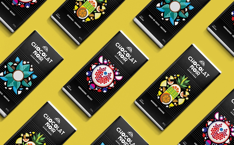 巧克力插畫包裝，采用扁平水果的插畫風(fēng)格為產(chǎn)品做系列產(chǎn)品包裝