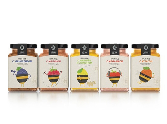 蜂蜜果醬包裝設計,俏皮蜂蜜漿果包裝設計