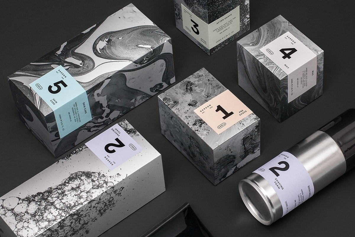 男士剃須系列產品包裝設計，包括全套的護膚化妝品