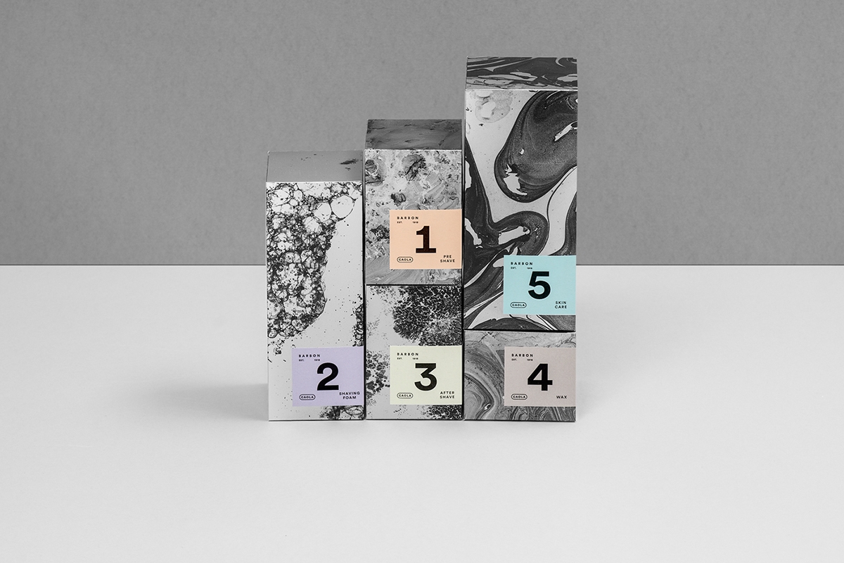 男士剃須系列產品包裝設計，包括全套的護膚化妝品