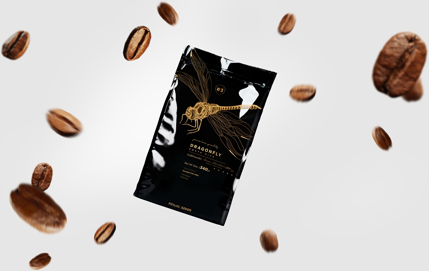 大自然的奇跡，蜻蜓主題的咖啡品牌包裝設(shè)計